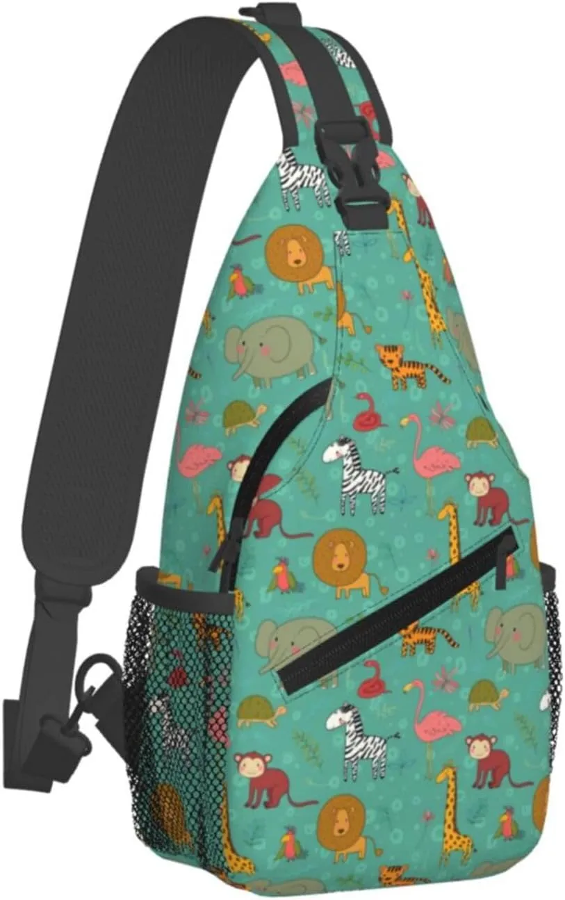 Africa Animals Crossbody Bags Cross Men Chest Bag Adjustable Sling Backpack Shoulder Bag For Women Cycling Travel Sport Hiking