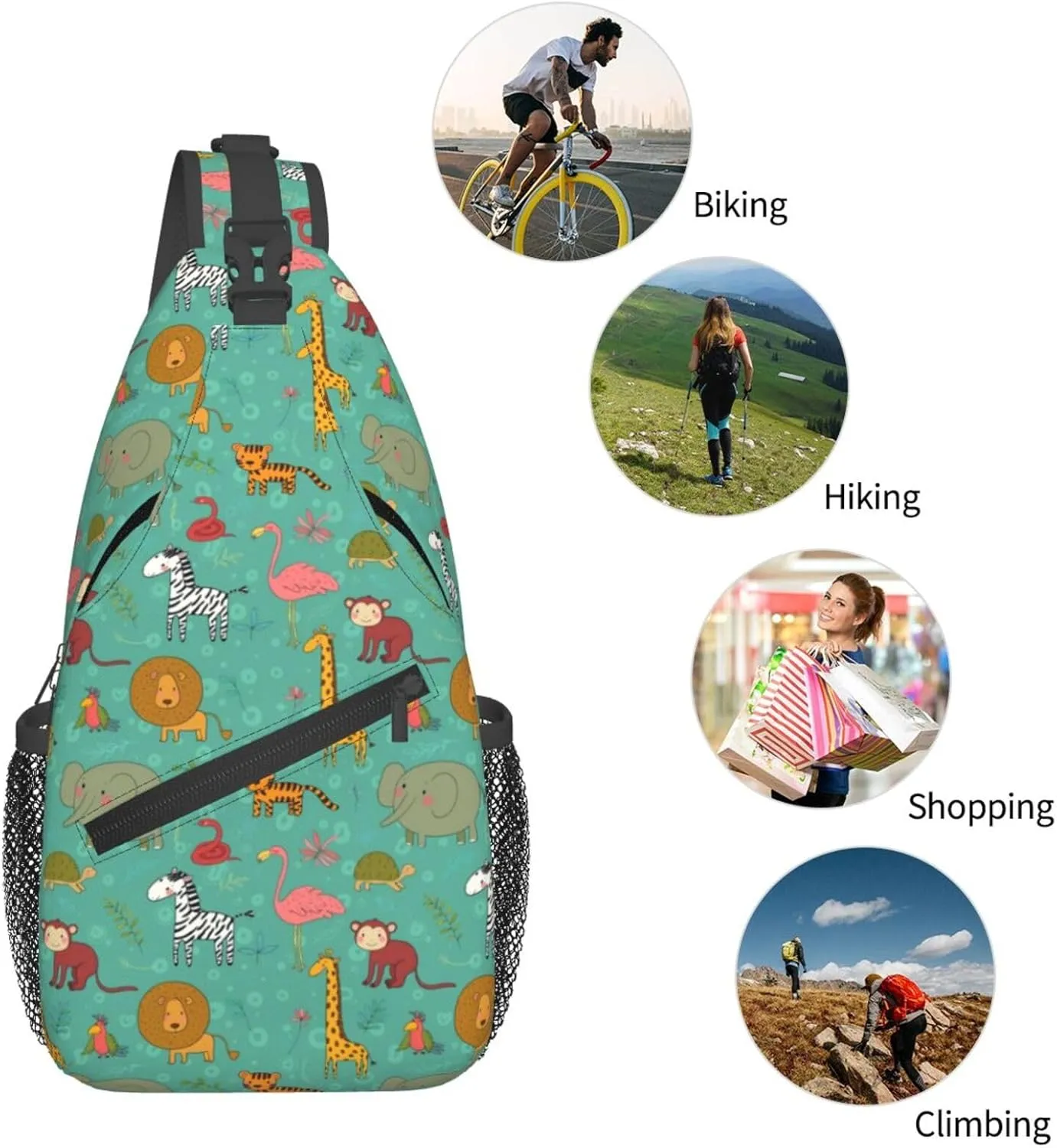 Africa Animals Crossbody Bags Cross Men Chest Bag Adjustable Sling Backpack Shoulder Bag For Women Cycling Travel Sport Hiking