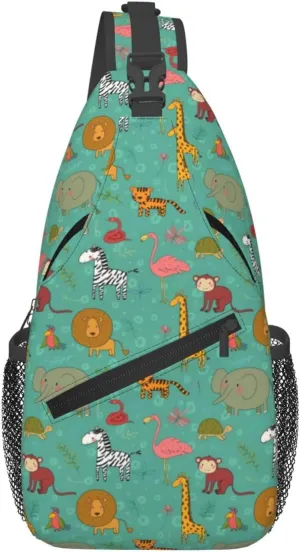 Africa Animals Crossbody Bags Cross Men Chest Bag Adjustable Sling Backpack Shoulder Bag For Women Cycling Travel Sport Hiking