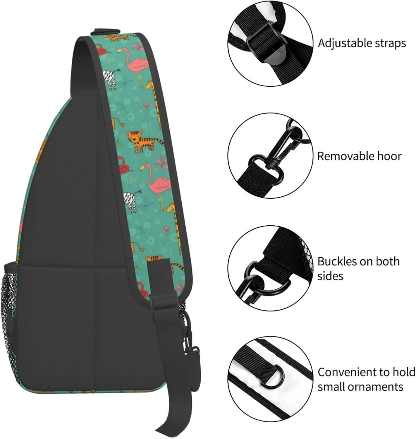 Africa Animals Crossbody Bags Cross Men Chest Bag Adjustable Sling Backpack Shoulder Bag For Women Cycling Travel Sport Hiking