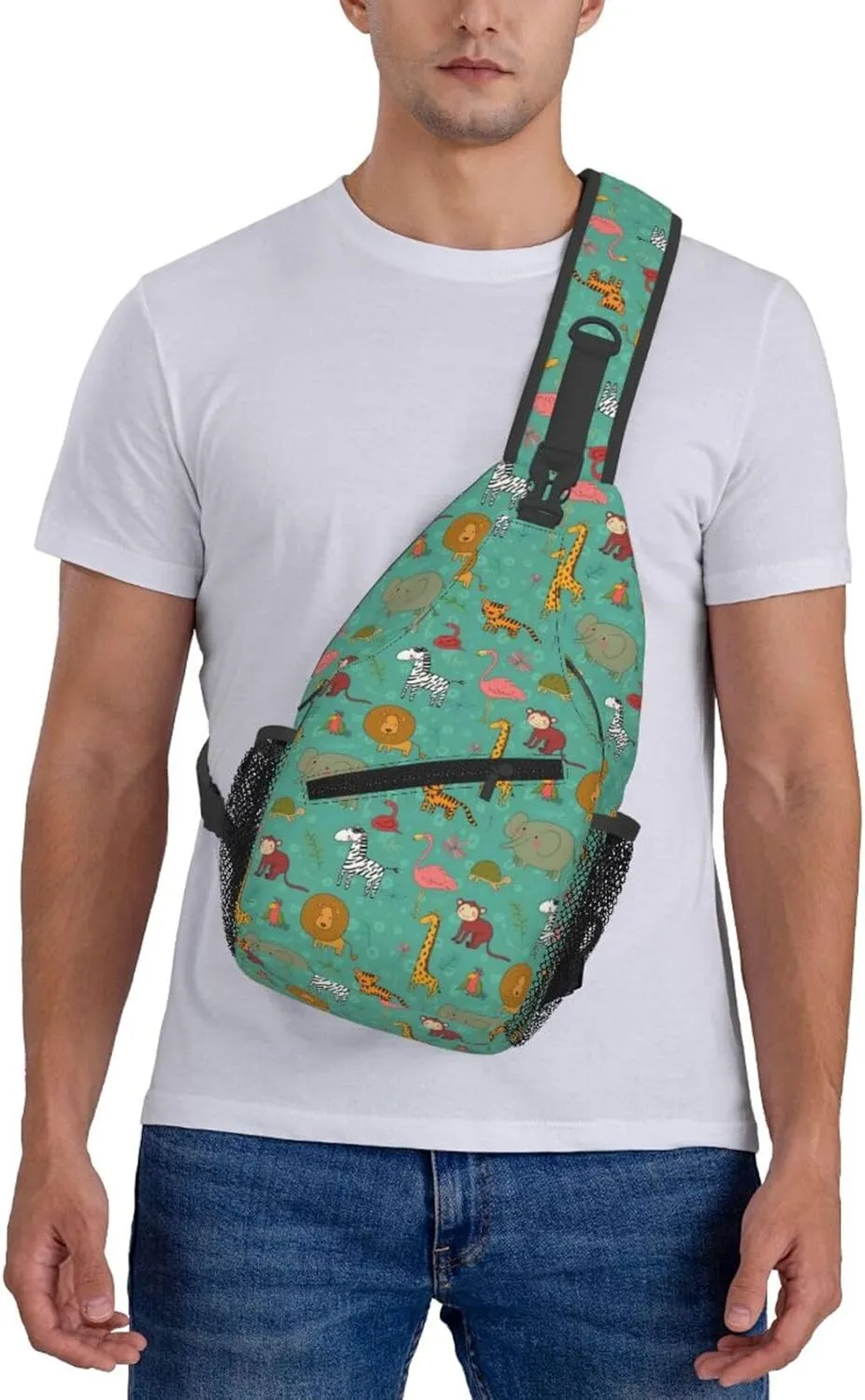 Africa Animals Crossbody Bags Cross Men Chest Bag Adjustable Sling Backpack Shoulder Bag For Women Cycling Travel Sport Hiking