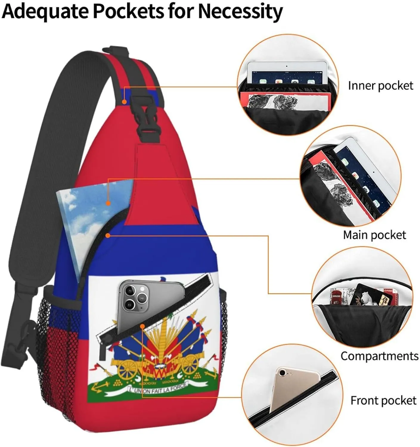 African Print Sling Bag Casual Chest Bags Adjustable Crossbody Bag Shoulder Backpack For Travel Hiking