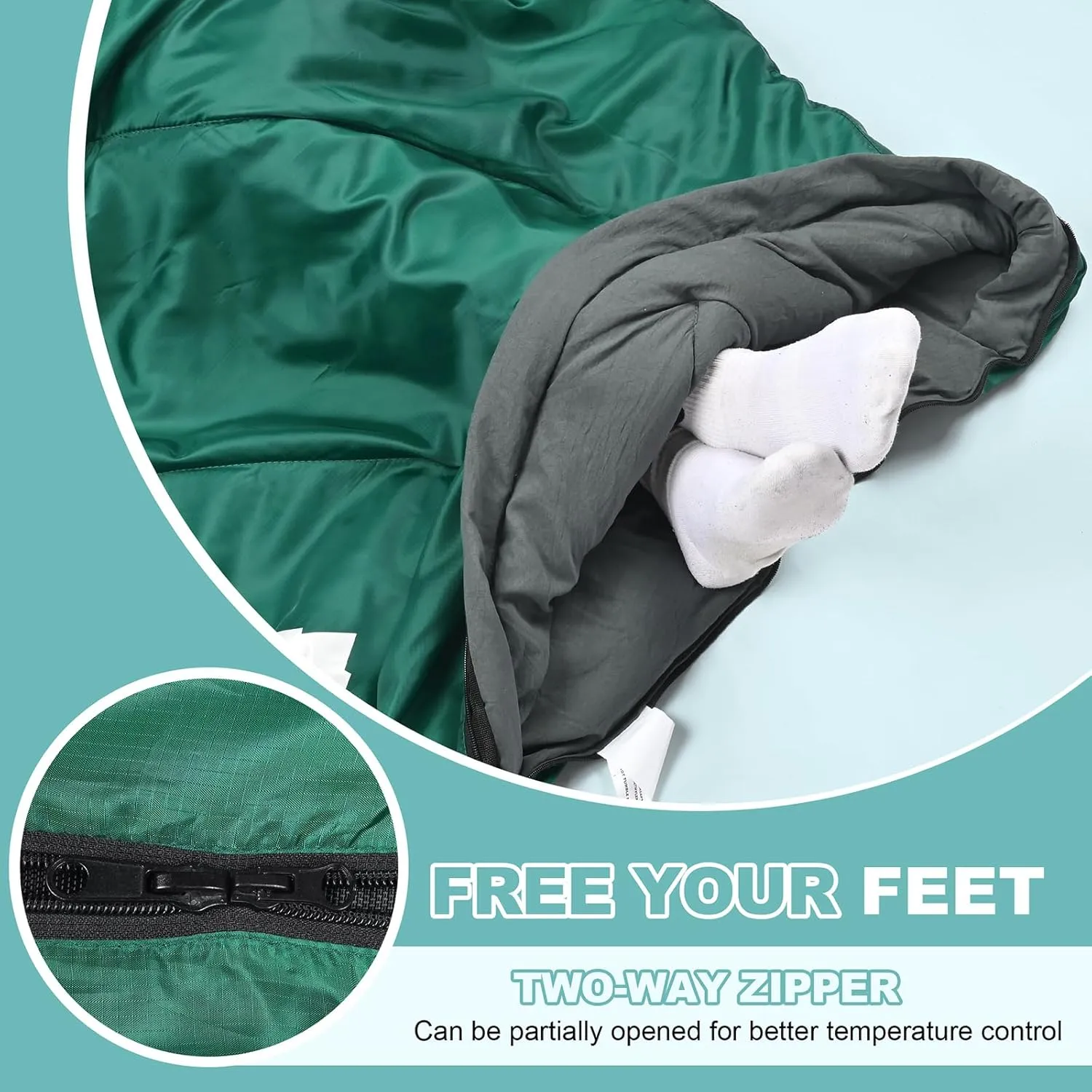 AGEMORE Sleeping Bag for Adults, Double and Single Size, Lightweight Portable Camping Sleeping Bag with Draft Tubes, Fit for Warm & Cold Weather Camping Hiking Backpacking Or Traveling