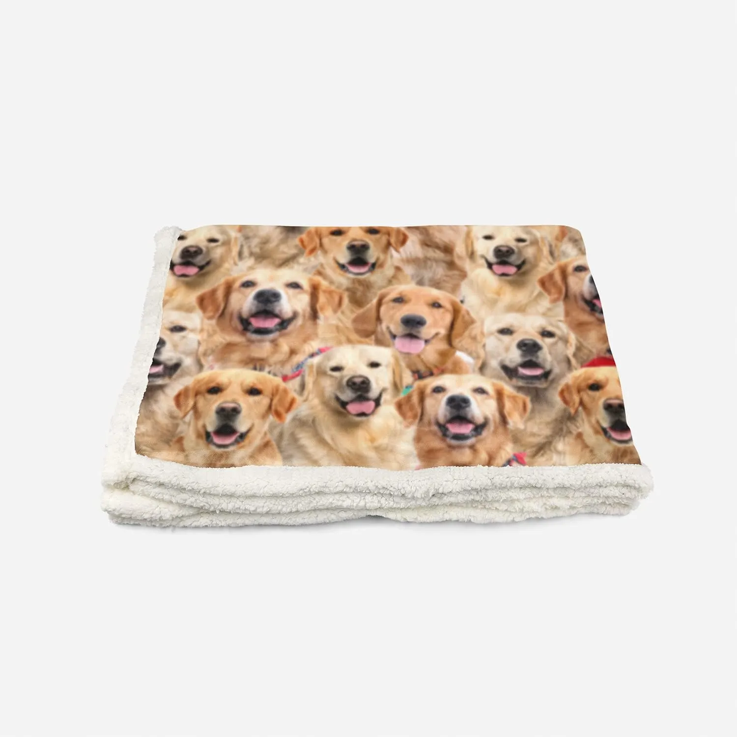 AILONEN Dog Blanket for Kids Adults, Animal Cute Puppy Plush Blanket, Double Sided Fabric Lamb Wool Flannel Sherpa Throw Blanket(Golden Retriever,Queen, 70 x 55 Inches)