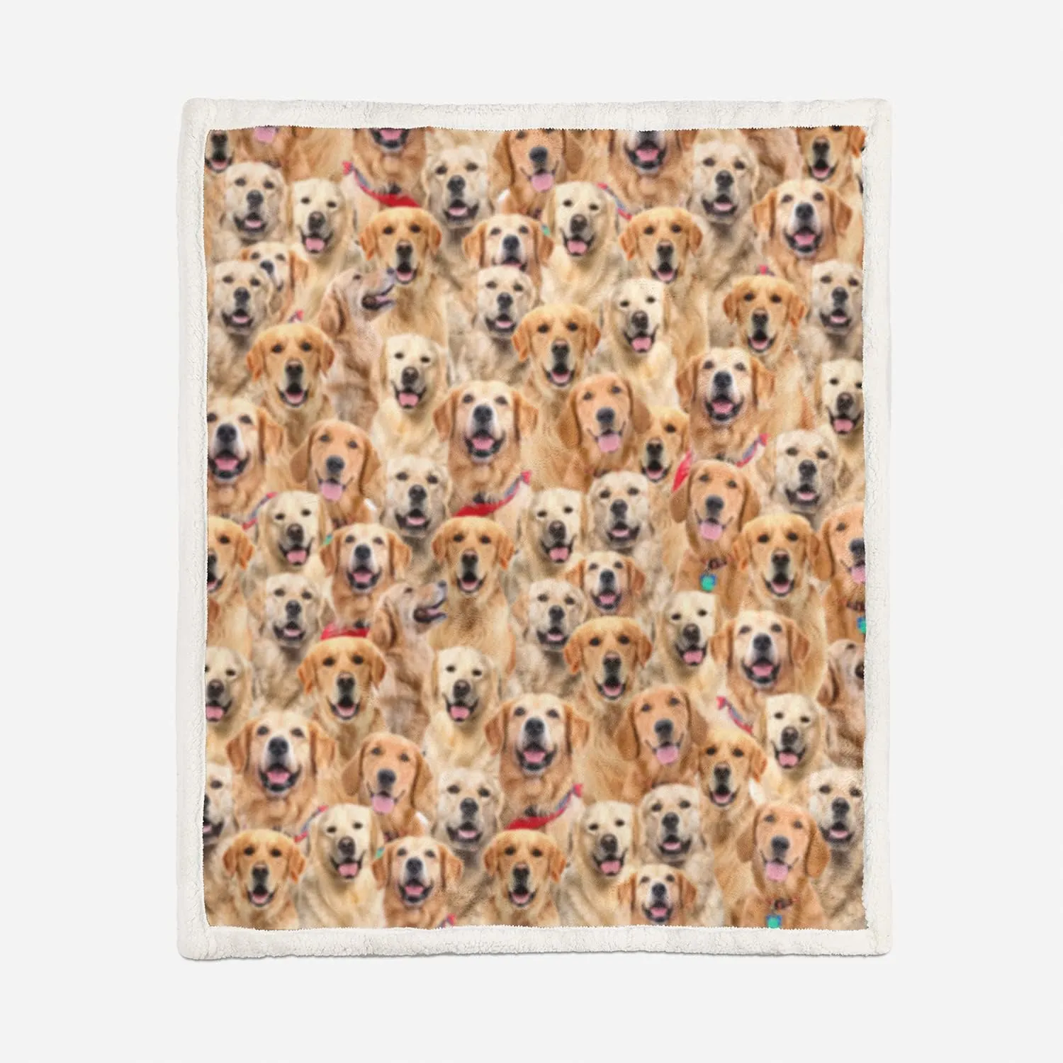 AILONEN Dog Blanket for Kids Adults, Animal Cute Puppy Plush Blanket, Double Sided Fabric Lamb Wool Flannel Sherpa Throw Blanket(Golden Retriever,Queen, 70 x 55 Inches)