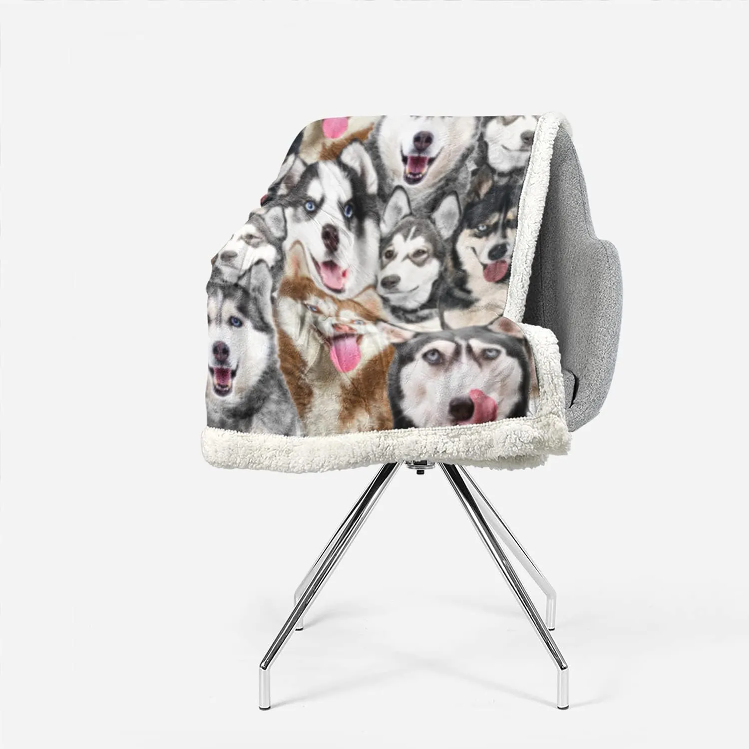 AILONEN Husky Dog Blanket for Kids Adults, Animal Pattern Gift Lovers,Double Sided Sherpa Throw Print Flannel Fleece (70 x 55 inches) Dog27
