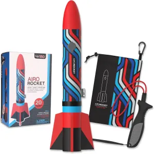 Airo Rocket™ Hand Launched Inflatable Rocket Kit - Includes Giant 20 Inch Inflatable Ripstop Nylon Rocket, Hand Launcher and Storage Bag - Soars 150 Feet - Ages 6 