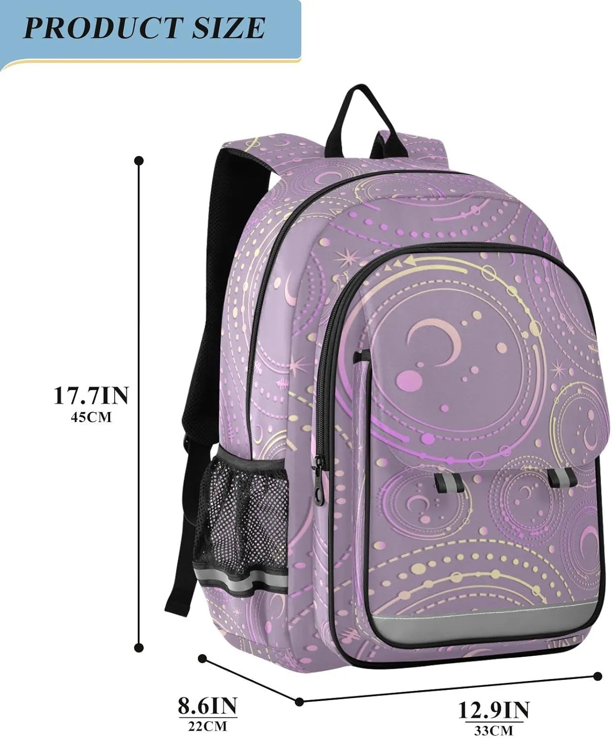 ALAZA Astronomical Geometry Moon Stars Casual Daypacks Outdoor Backpack