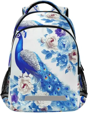 ALAZA Blue Peacock Flowers Backpacks Travel Laptop Daypack School Book Bag for Men Women Teens Kids309