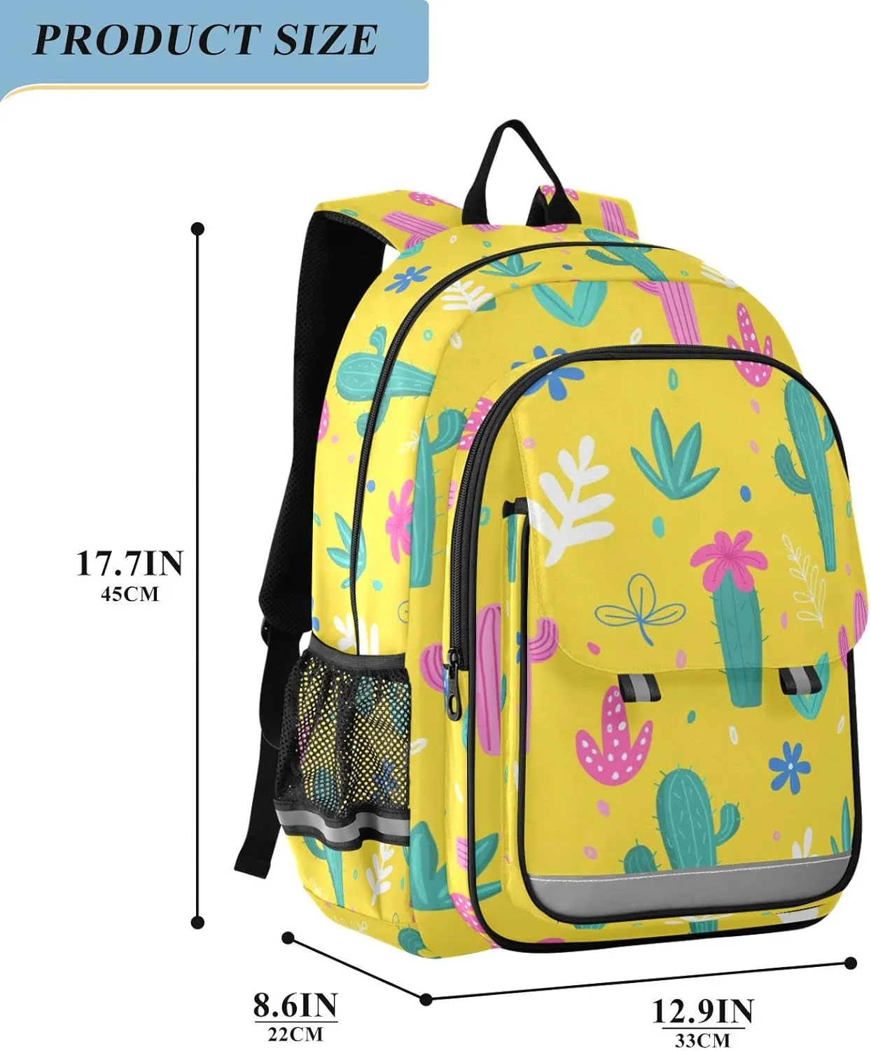 ALAZA Cacti Palm Leavs Jungle Flowers Casual Daypacks Outdoor Backpack