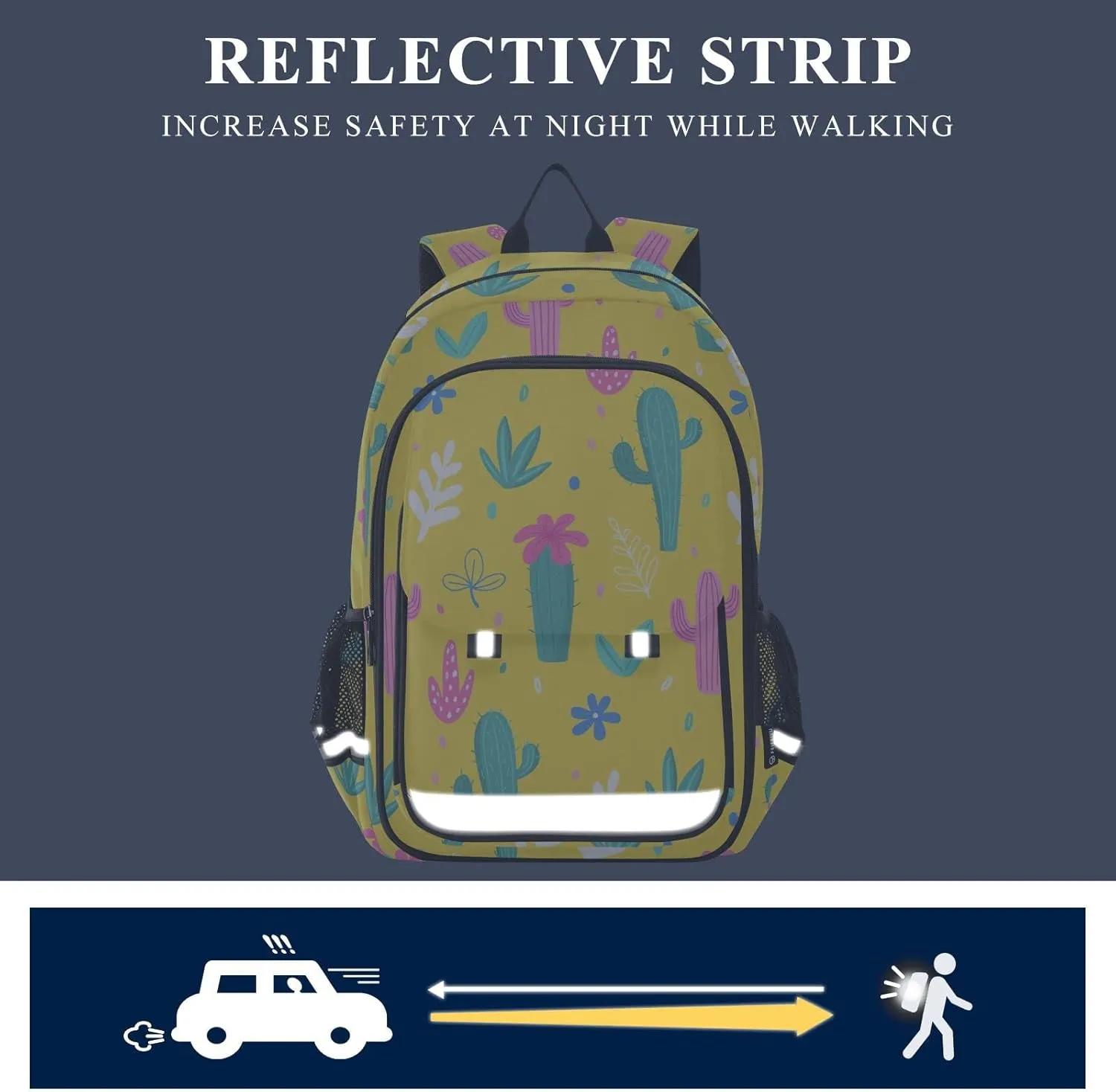 ALAZA Cacti Palm Leavs Jungle Flowers Casual Daypacks Outdoor Backpack