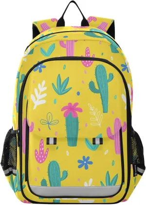 ALAZA Cacti Palm Leavs Jungle Flowers Casual Daypacks Outdoor Backpack