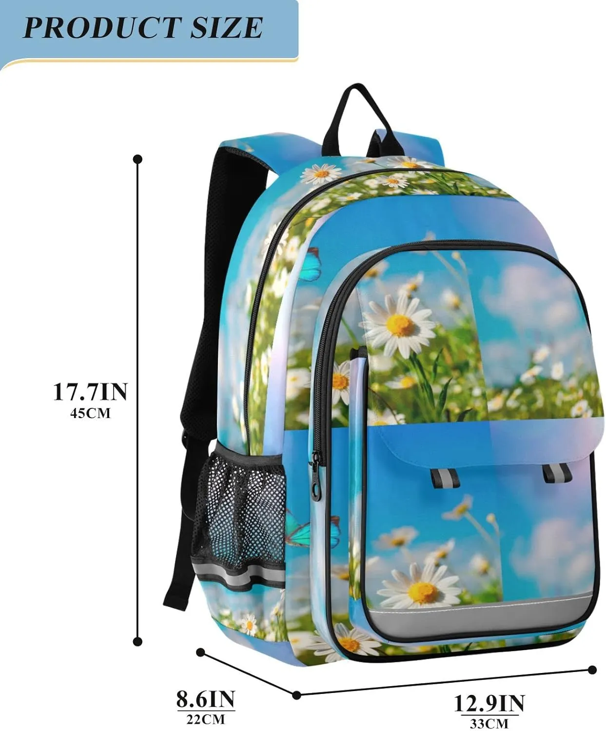 ALAZA Chamomiles Butterfly Casual Daypacks Outdoor Backpack
