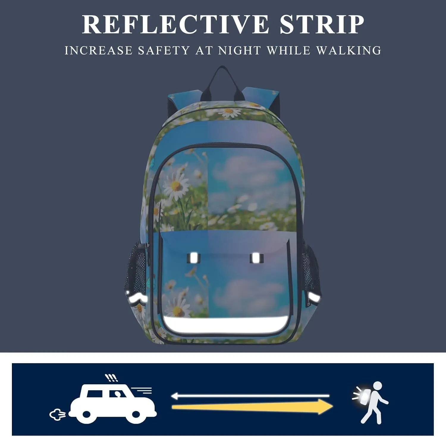 ALAZA Chamomiles Butterfly Casual Daypacks Outdoor Backpack