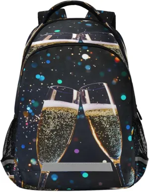 ALAZA Champagne Celebrate Holidays Backpacks for Girls Boys Kids Travel Laptop Daypack School Book Bag for Teens