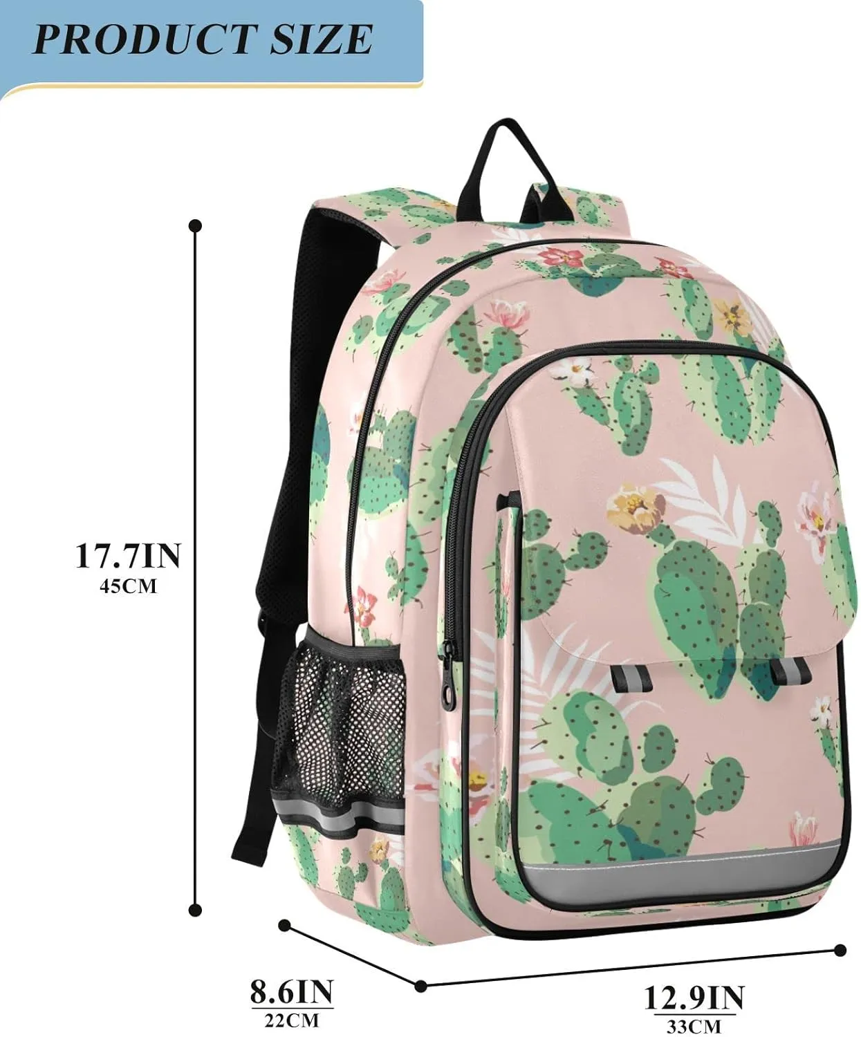 ALAZA Cute Prickly Pear Cactus Casual Daypacks Bookbag Bag