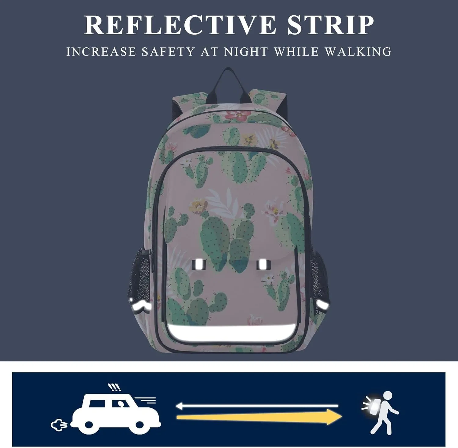 ALAZA Cute Prickly Pear Cactus Casual Daypacks Bookbag Bag