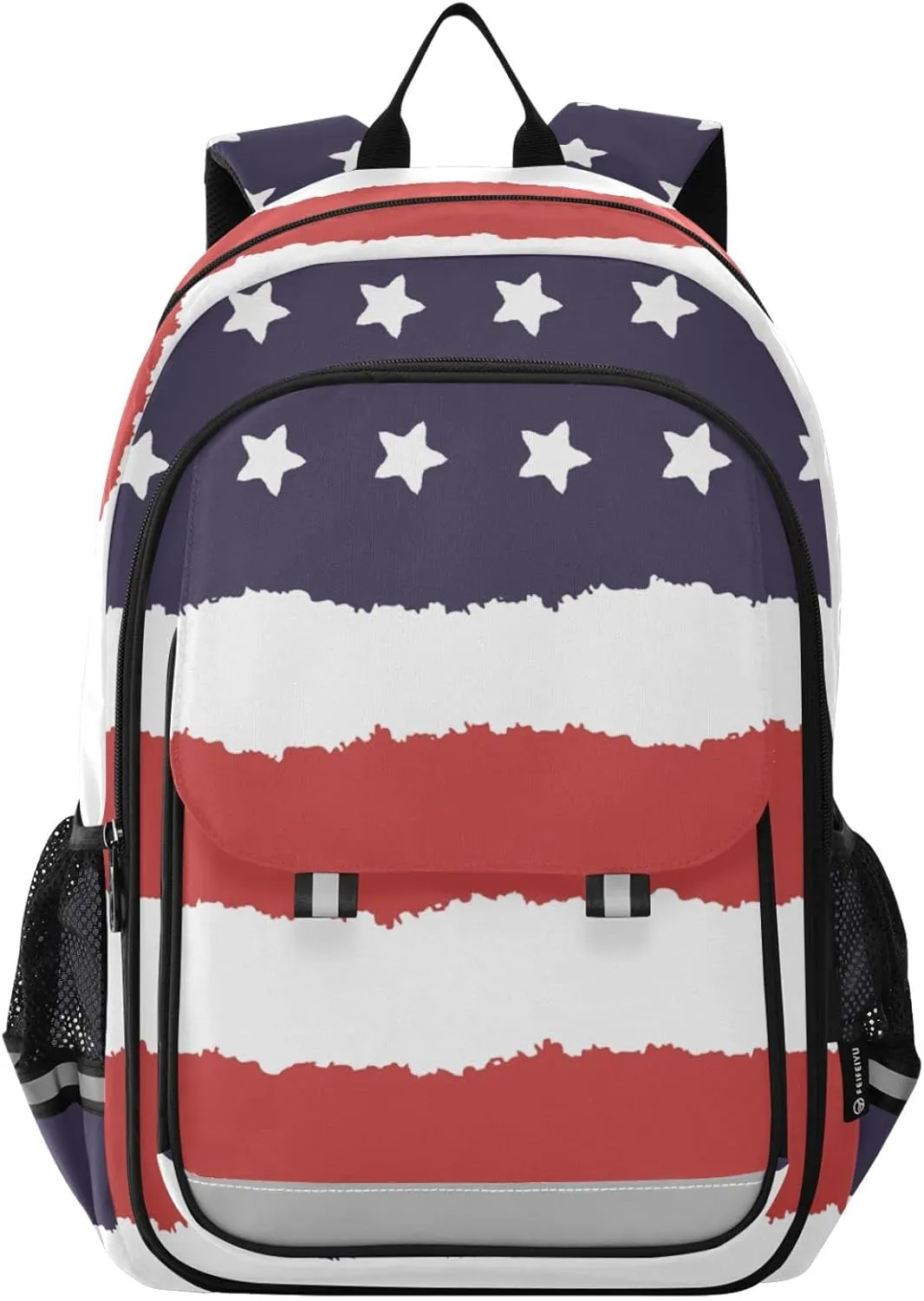 ALAZA National Colors Usa Red White Blue Strips Stars July 4th Independence Days Casual Daypacks Outdoor Backpack