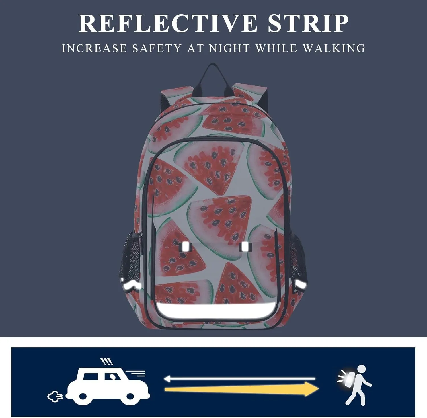 ALAZA Red Tasty Watermelons Slices Casual Daypacks Bookbag Bag