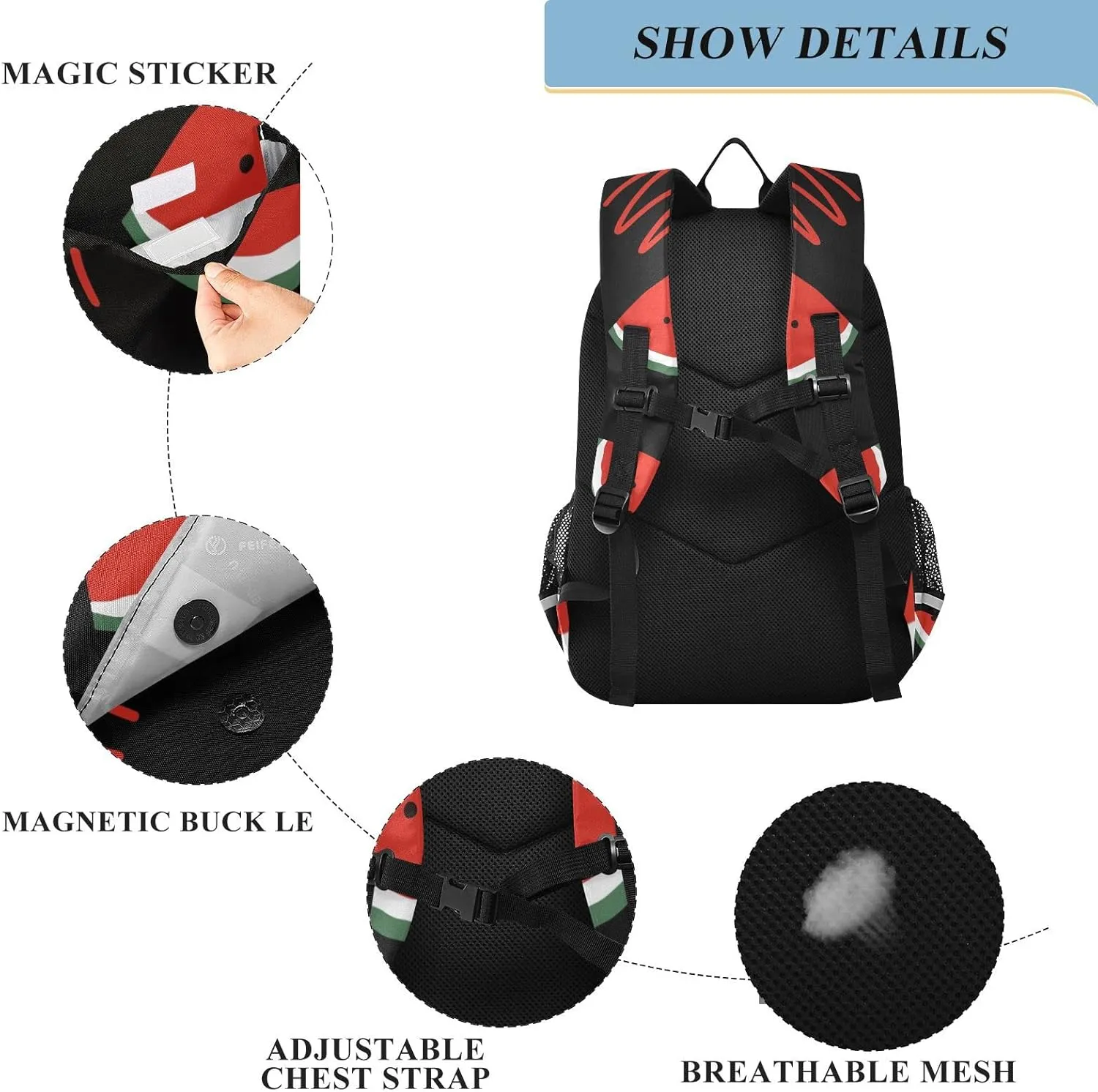 ALAZA Watermelon Slices and Doodles Casual Daypacks Bookbag Bag