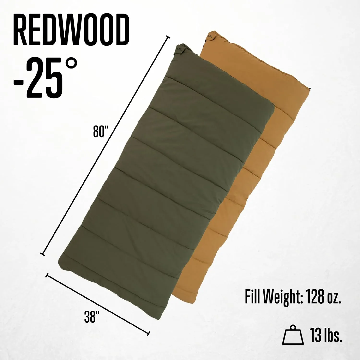 ALPS OutdoorZ Redwood -25° Sleeping Bag, Plaid Flannel Lined, Cotton Canvas