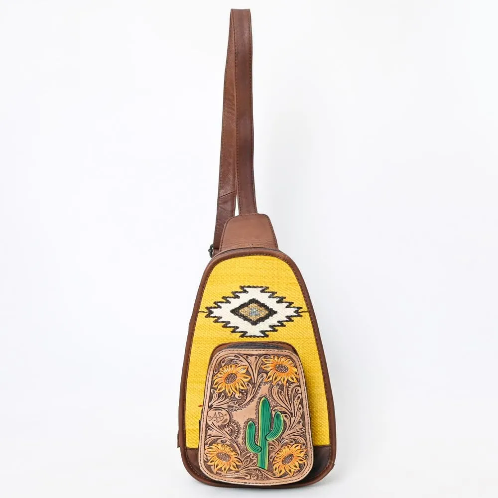 American Darling Sling Hand Tooled Saddle Blanket Genuine Leather Women Bag Western Handbag Purse