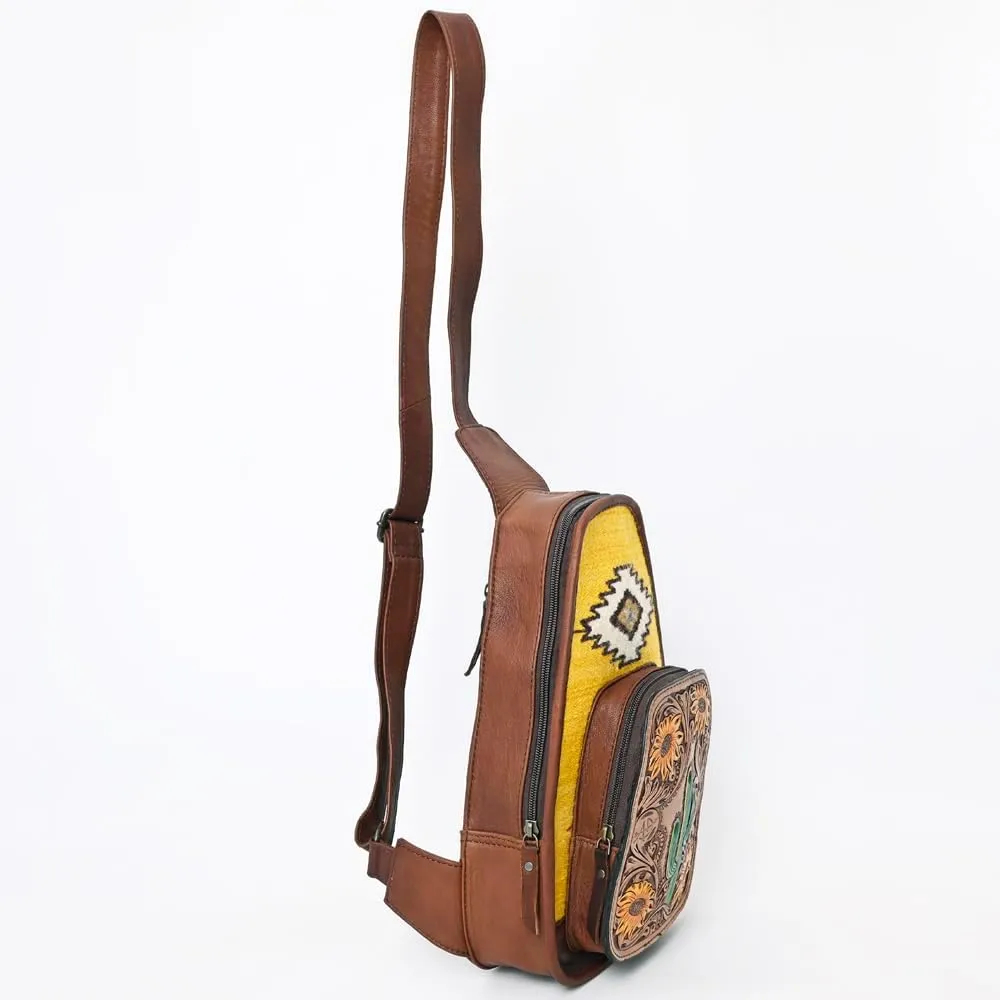 American Darling Sling Hand Tooled Saddle Blanket Genuine Leather Women Bag Western Handbag Purse