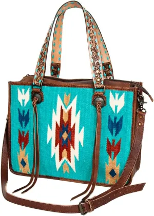 American Darling Tote Saddle Blanket Genuine Leather Women Bag Western Handbag Purse
