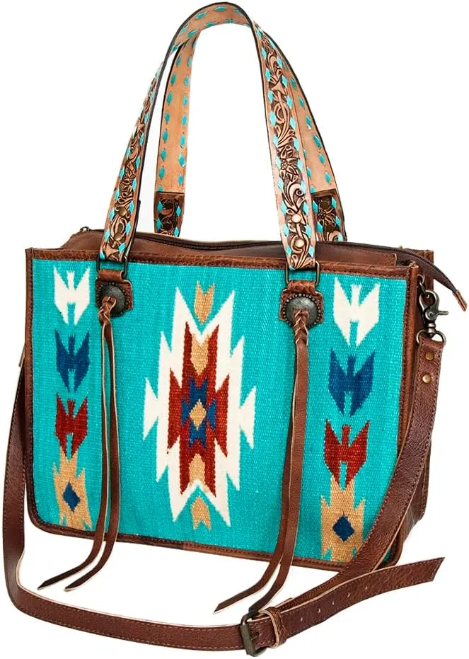 American Darling Tote Saddle Blanket Genuine Leather Women Bag Western Handbag Purse
