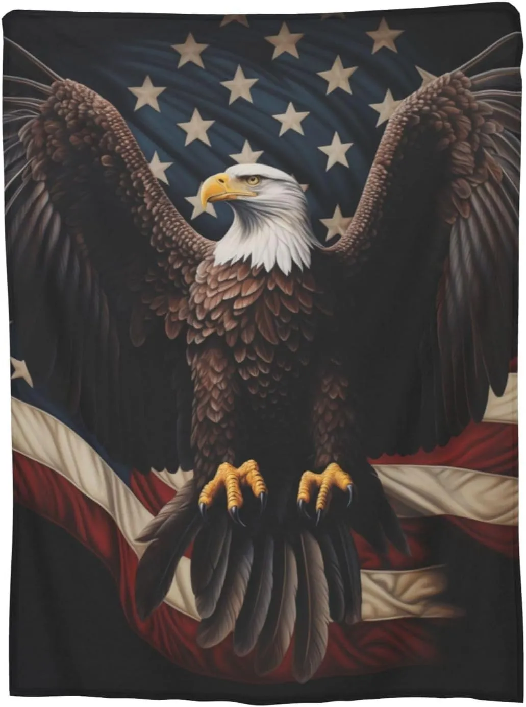 American Eagle Flag Blanket Gfits for Women Men Kids Bald Eagle Flannel Throw Blankets Soft Fuzzy Lightweight for Home Decor Couch Bed Sofa 80x60 Inches