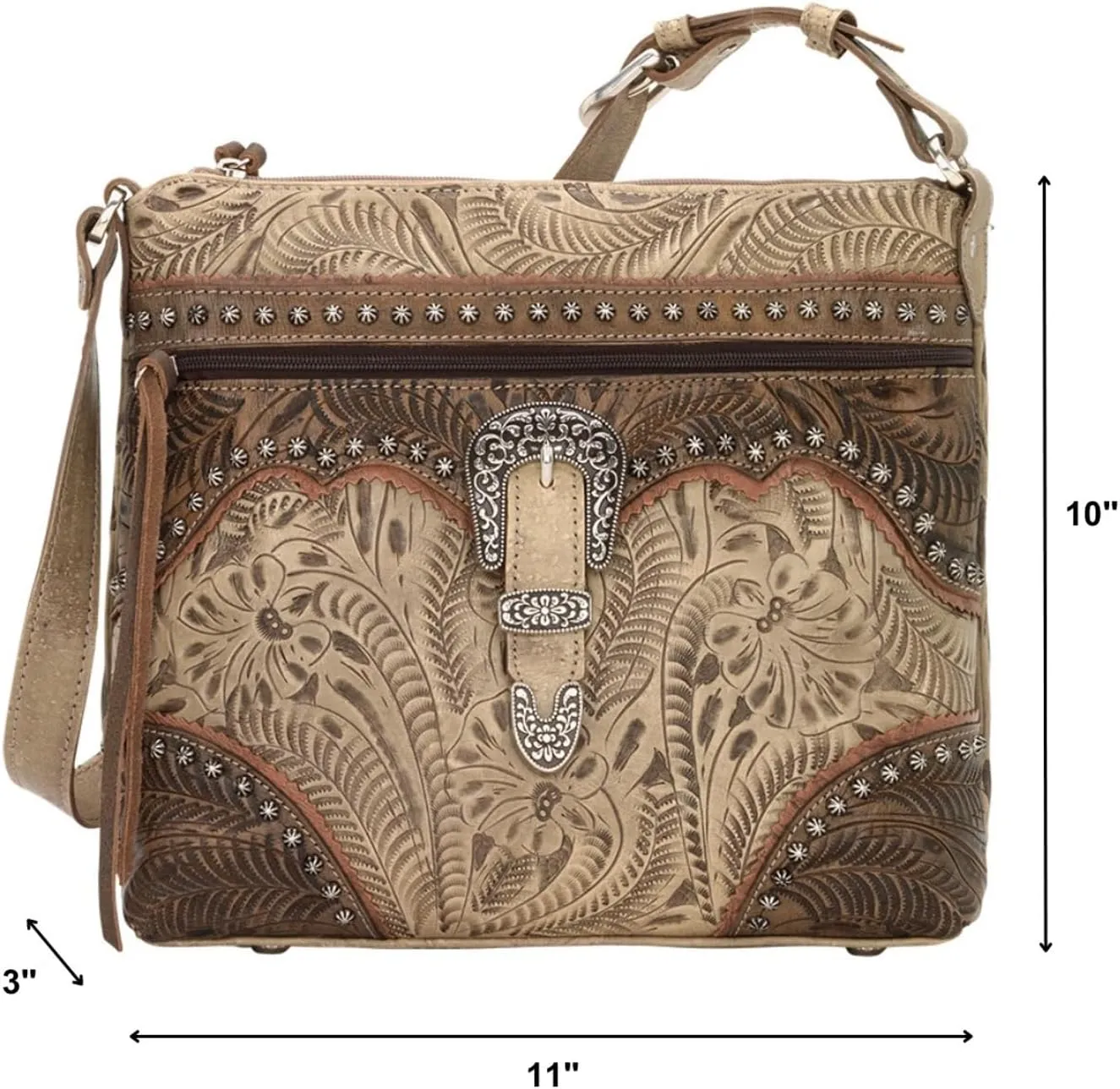 American West Ladies Saddle Ridge Zip Top Shoulder Bag