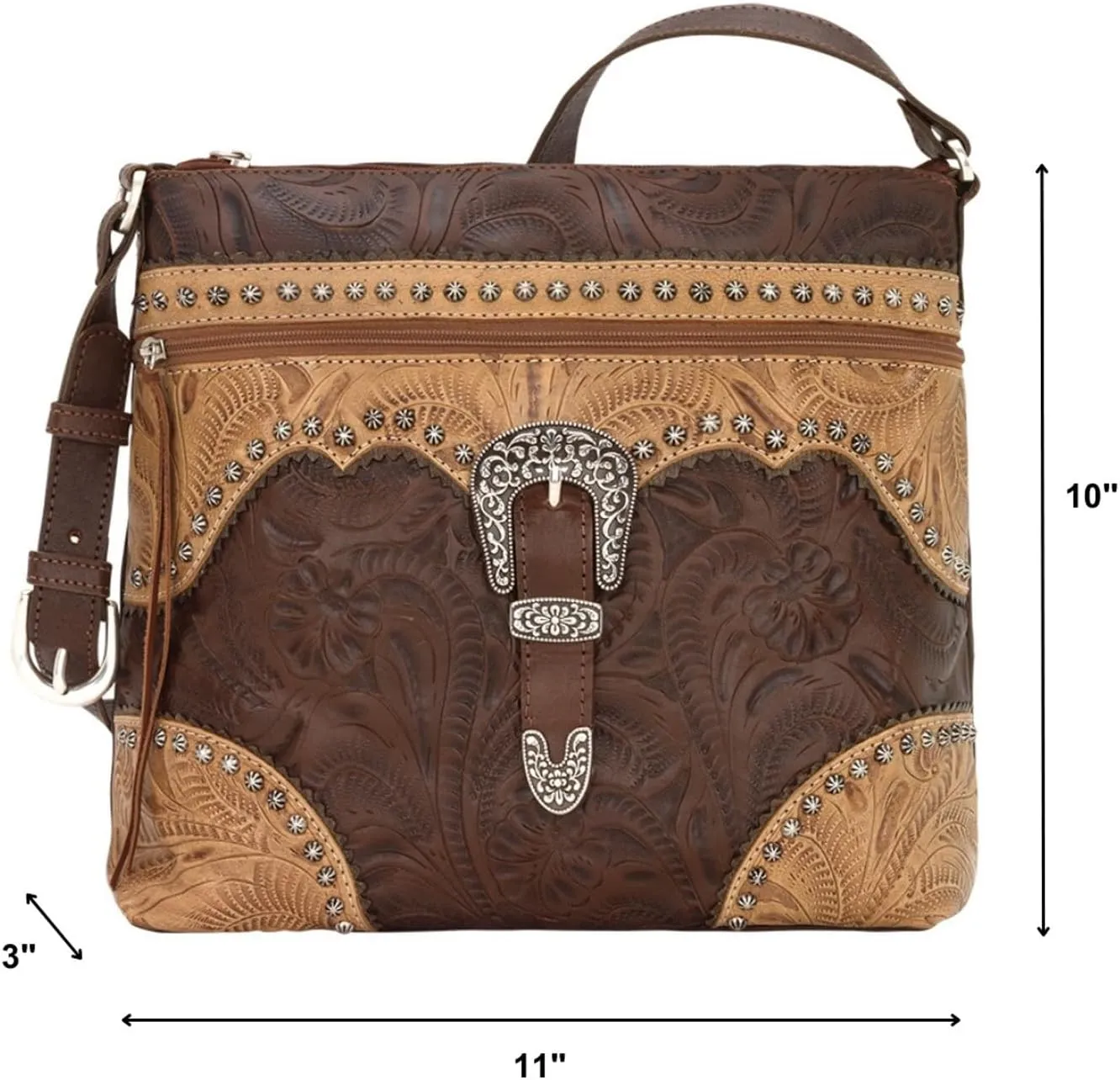 American West Ladies Saddle Ridge Zip Top Shoulder Bag