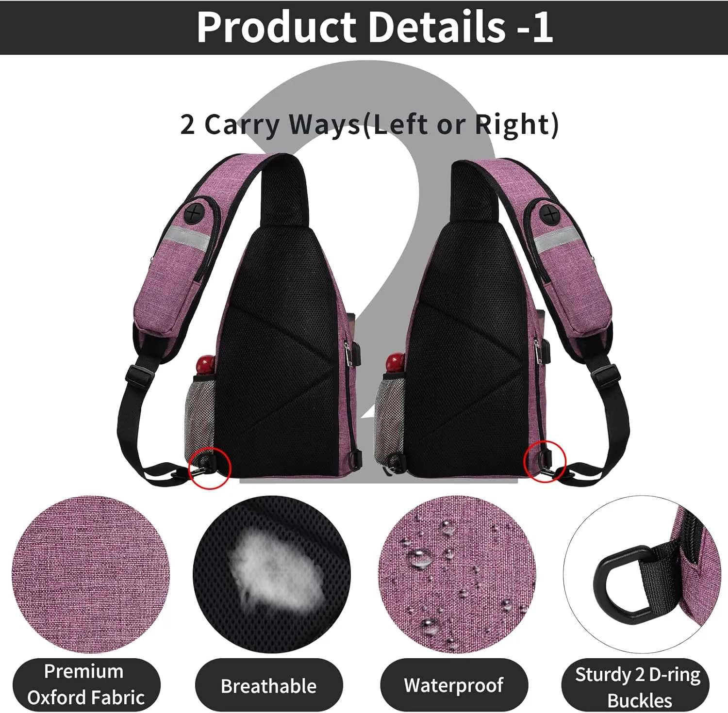 AMJ Tactical Chest Sling Bag for Men,Theft Crossbody Bag,Lightweight Hiking Shoulder Pack for Cycling, Travel, Camping