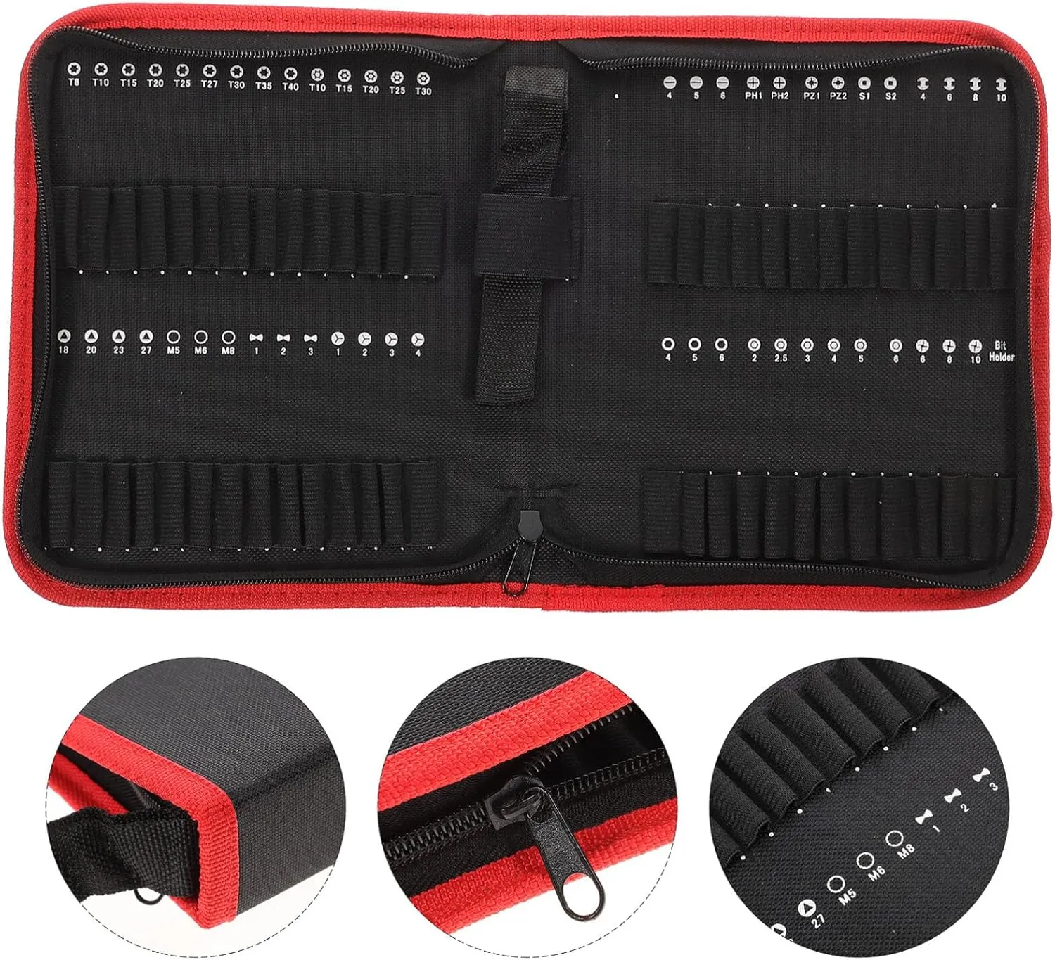 Angoily Drill Bit Storage Bag Zipper Bit Tool Bag Oxford Cloth Handheld Bit Pouch Tool Kits Organizer Storage Pouch Canvas