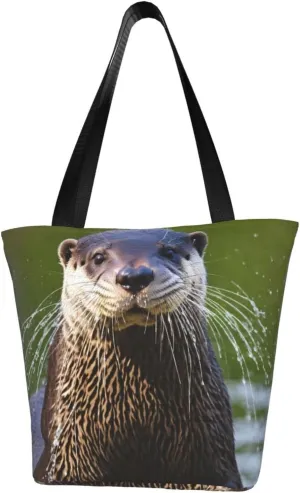 Animal Cute Brown Otters Print Multifunctional Tote Daypacks for Women Work Travel Shopping Handbags Shoulder Bag