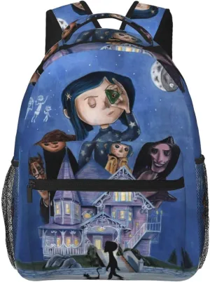 Animated Cora'Lines Movie Backpack Horror Travel Casual Daypacks Lightweight Laptop Bags Outdoor Knapsack Multi-Function Bookbag