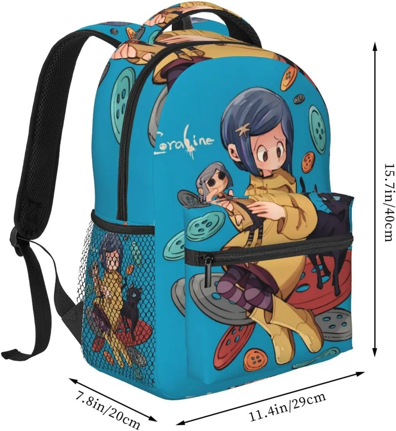 Animated Cora'Lines Movie Backpack Horror Travel Casual Daypacks Lightweight Laptop Bags Outdoor Knapsacks Multi-Function Bookbag