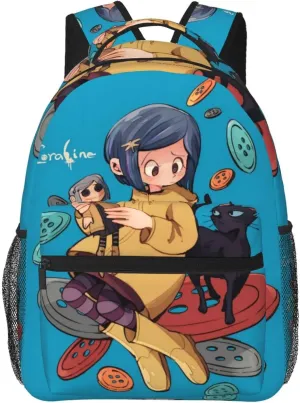 Animated Cora'Lines Movie Backpack Horror Travel Casual Daypacks Lightweight Laptop Bags Outdoor Knapsacks Multi-Function Bookbag