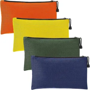 ANPHSIN 4 Pack Canvas Tool Bags Pouches - 11.2''x 7'' Heavy Duty Zipper Pouch Set, Multipurpose Small Tools Storage Organizer with Dependable Zipper