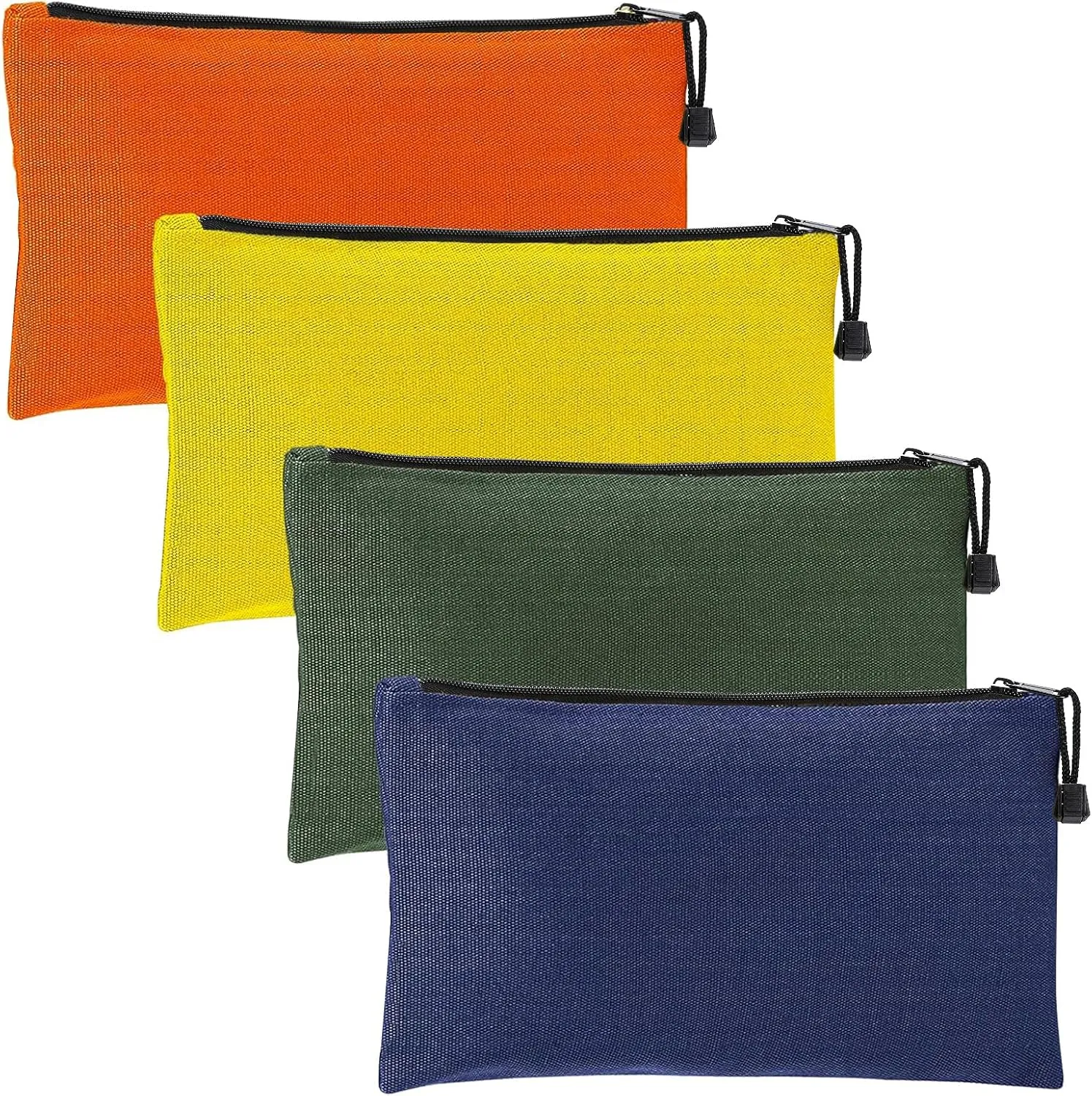 ANPHSIN 4 Pack Canvas Tool Bags Pouches - 11.2''x 7'' Heavy Duty Zipper Pouch Set, Multipurpose Small Tools Storage Organizer with Dependable Zipper