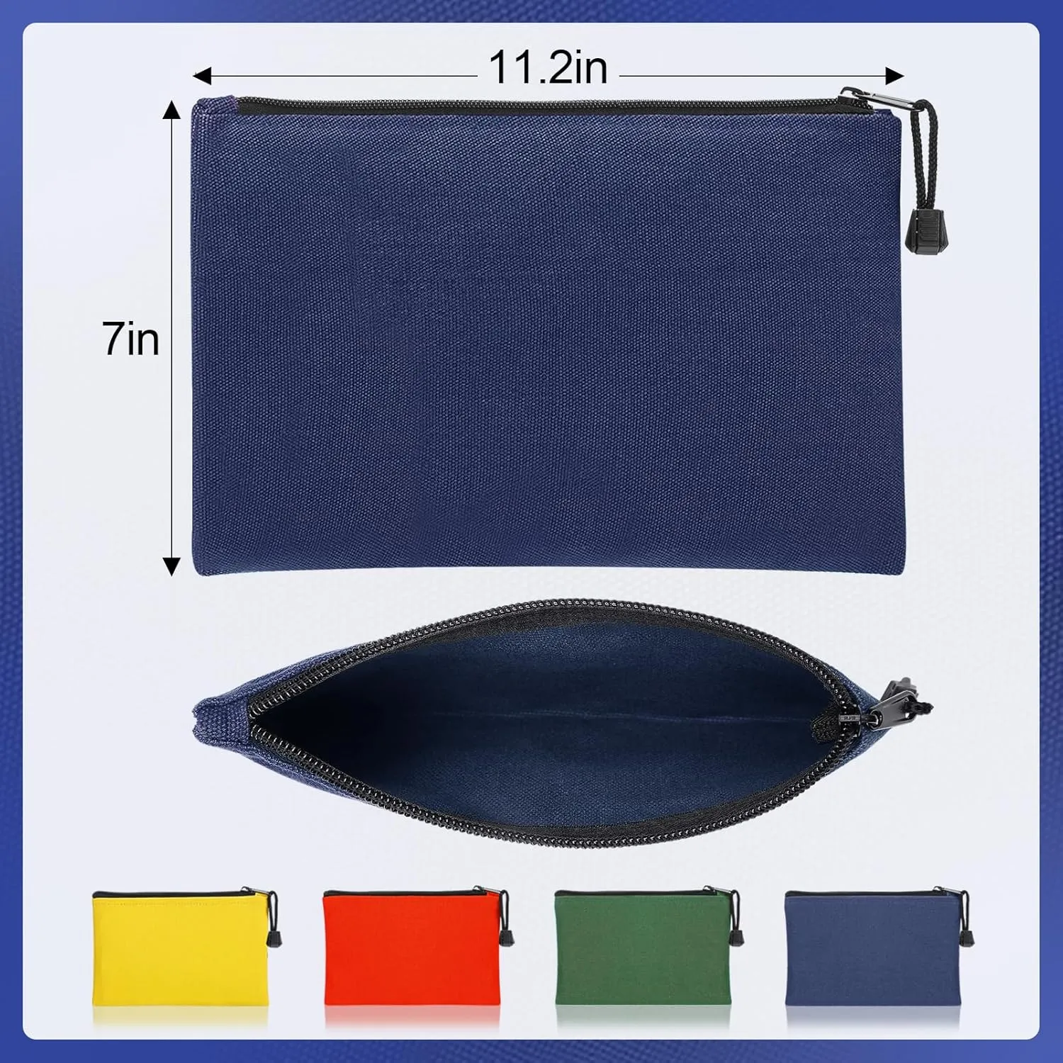 ANPHSIN 4 Pack Canvas Tool Bags Pouches - 11.2''x 7'' Heavy Duty Zipper Pouch Set, Multipurpose Small Tools Storage Organizer with Dependable Zipper