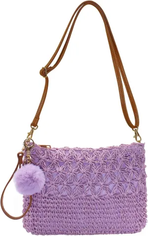 Aovtero Straw Crossbody Bags Women Summer Woven Shoulder Purse Beach Wristlet Zipper