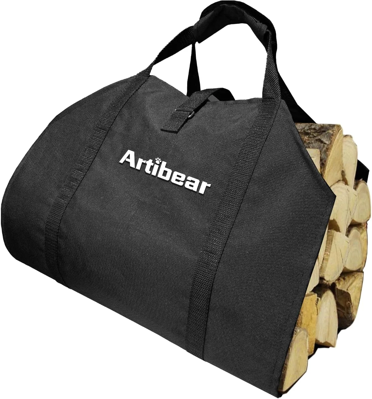 Artibear Outdoor Indoor Firewood Log Carrier, 39” x 18”Waxed Canvas Holder Fire wood Bag for Camping Fireplace