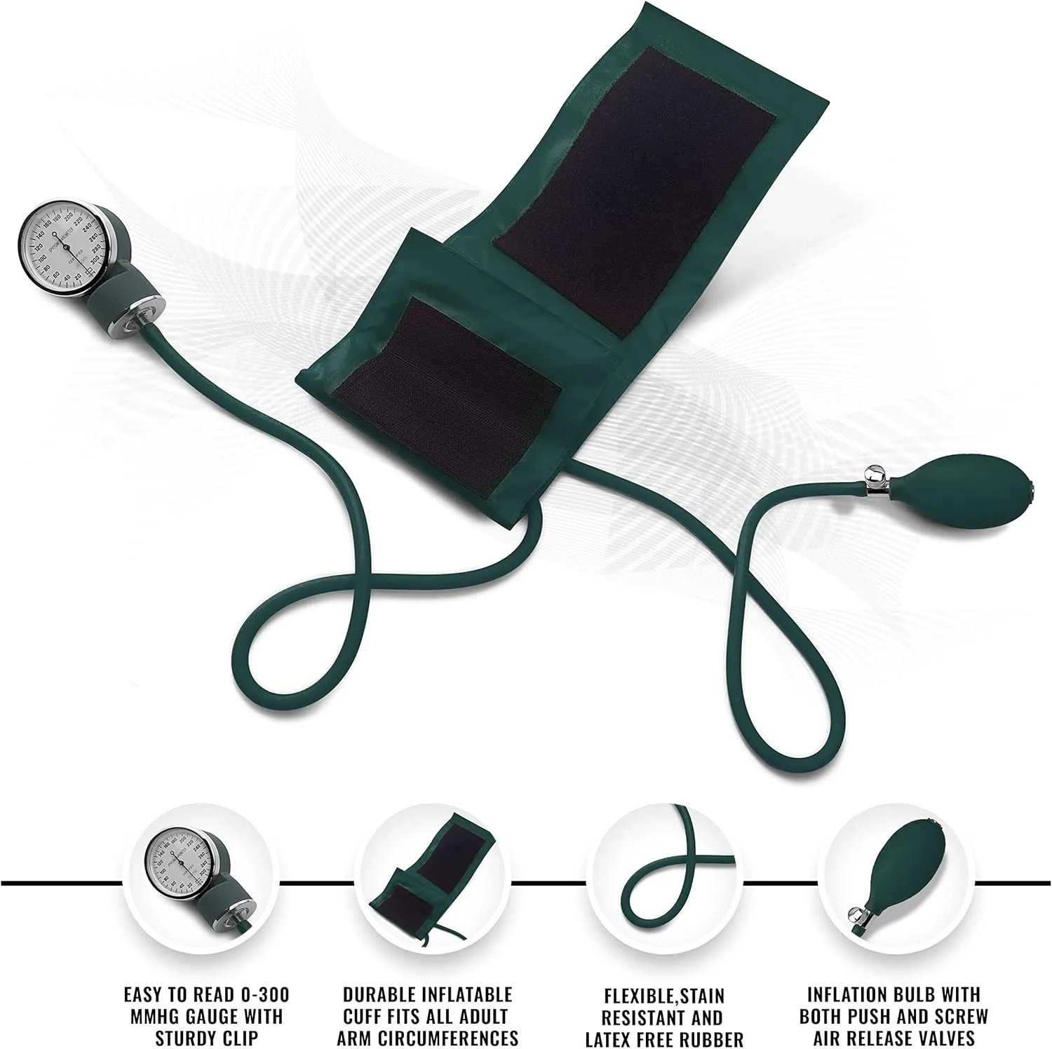 ASA TECHMED Nurse EMT Starter Pack Stethoscope, Blood Pressure Monitor and Trauma 7.5" EMT Shear Ideal Gift for Nurses, Medical Students, Firefighters, Police and Personal Use (Hunter Green)