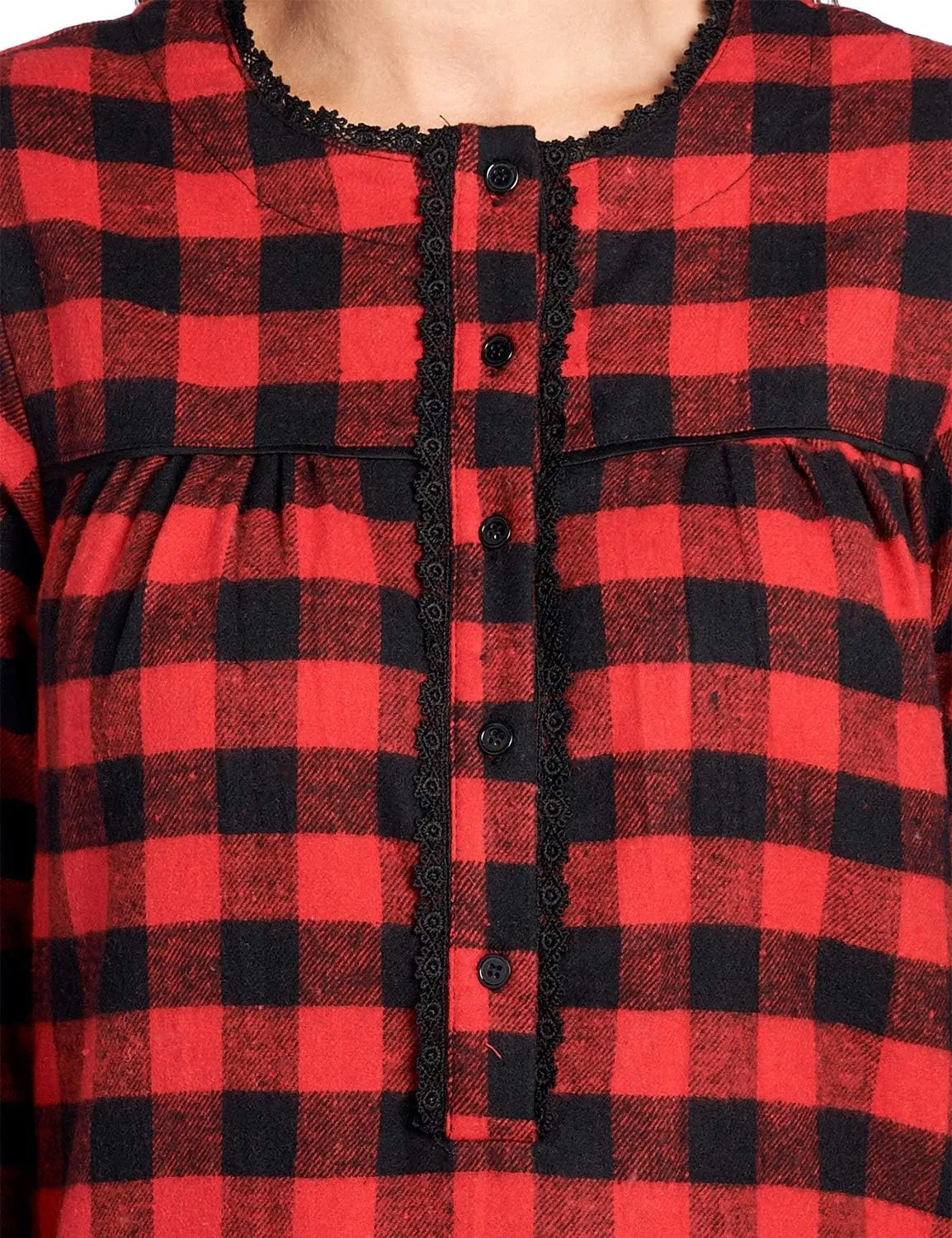 Ashford & Brooks Women's Flannel Plaid Long Sleeve Nightgown Sleepwear