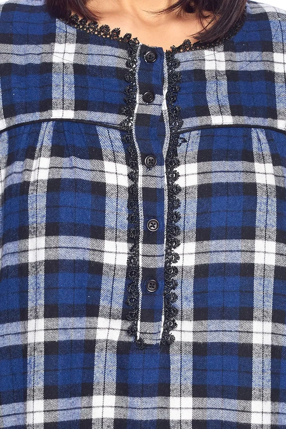 Ashford & Brooks Women's Flannel Plaid Long Sleeve Nightgown Sleepwear