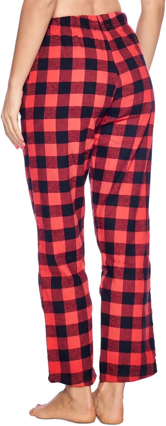 Ashford & Brooks Women’s Pajama Set | Cotton Knit Top & Flannel Pants Sleepwear PJs