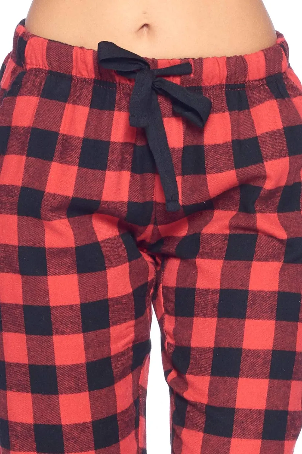 Ashford & Brooks Women’s Pajama Set | Cotton Knit Top & Flannel Pants Sleepwear PJs