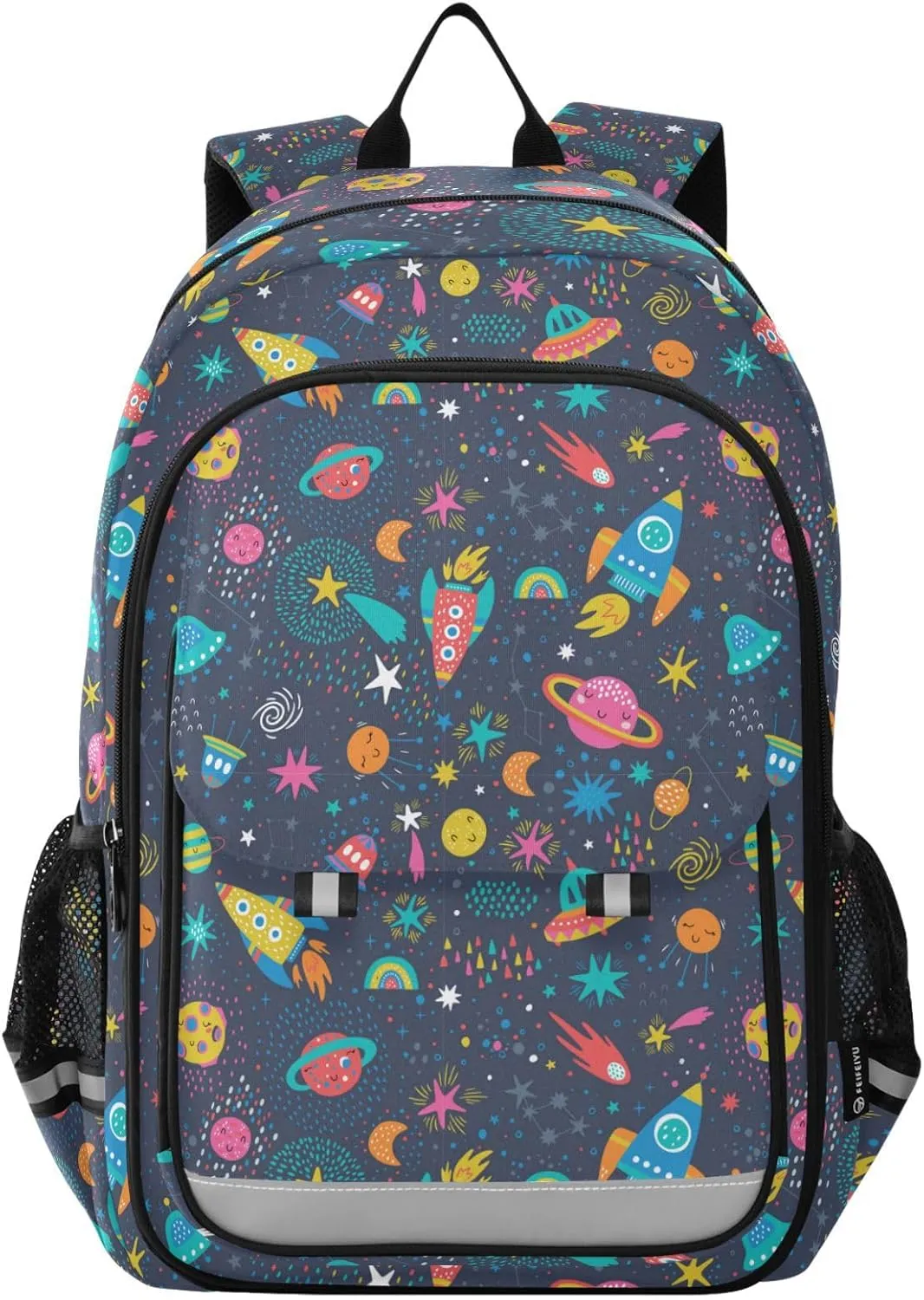 Aslsiy Kids Backpack Space Rocket Star Plane School Backpack for Boys Girls Space Probe Book Bags Daycare 17 Inch Laptop Bag
