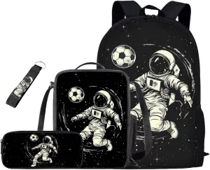 Astronaut Elementary School Backpack for Boys with Lunchbox and Pencil Case 4 Pcs Cool Backpacks for Boys Kids Bookbags with Padded Straps School Bag for Students Hiking Daypacks